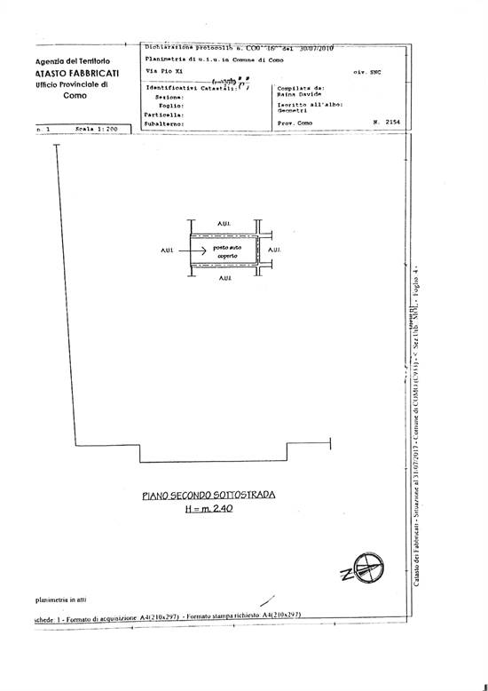 scheda catastale posto auto